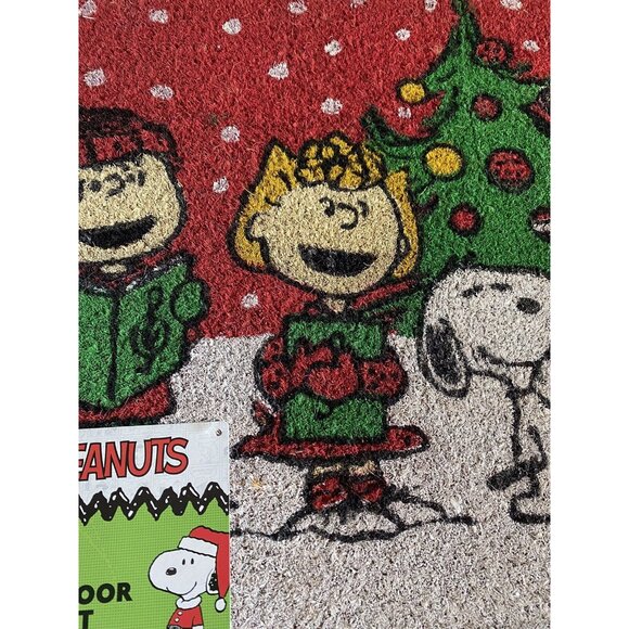 Peanuts Snoopy Charlie Brown Christmas Carols Coir Door Mat 18 X 28” Red NEW - Picture 5 of 9